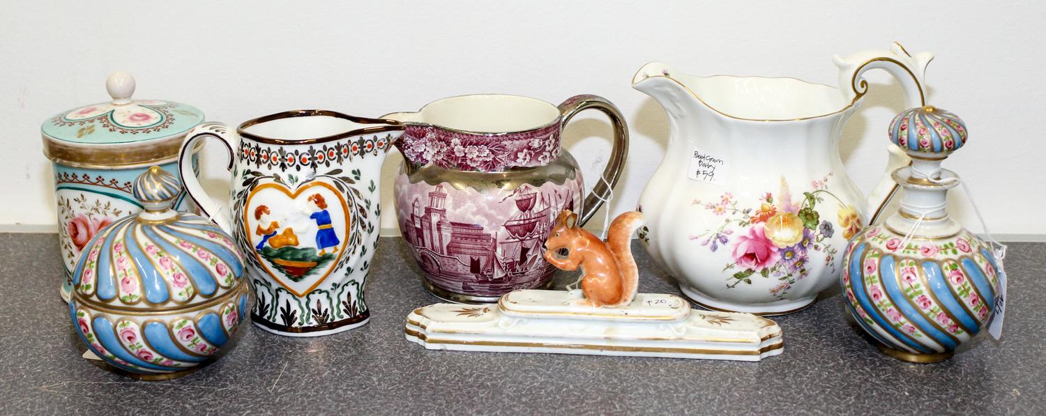 A Group of Porcelain Articles Height of tallest 5 3/8 inches.