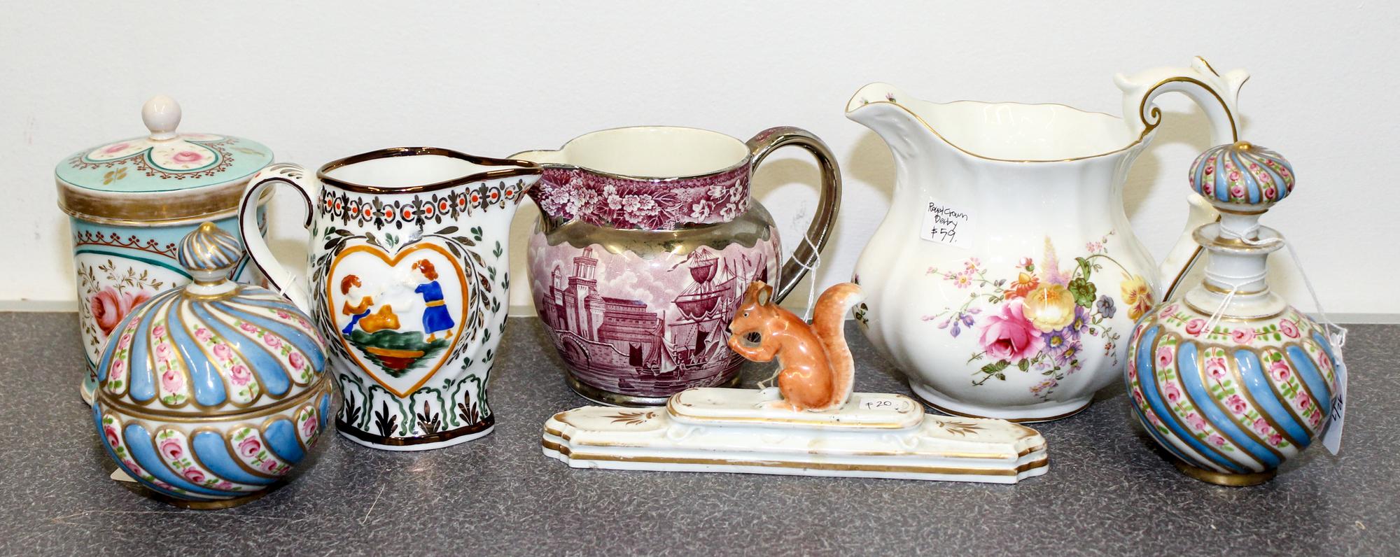 A Group of Porcelain Articles Height of tallest 5 3/8 inches.