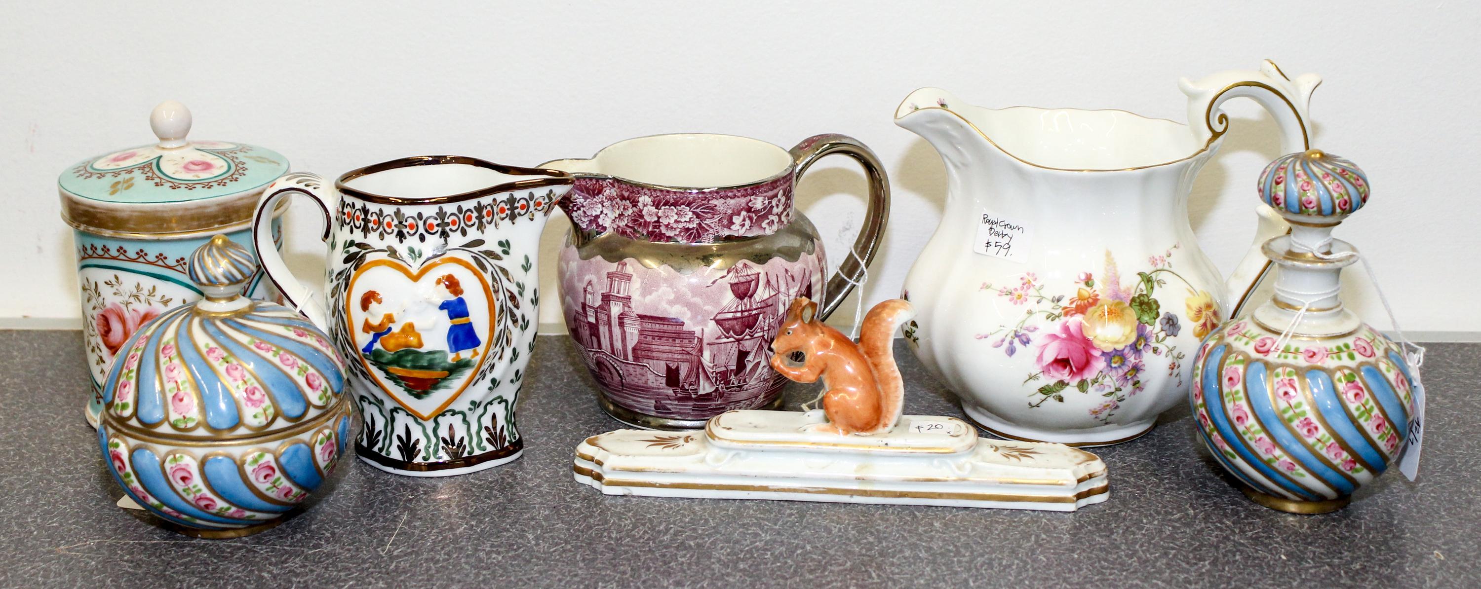A Group of Porcelain Articles Height of tallest 5 3/8 inches.