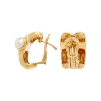BULGARI, YELLOW GOLD AND CULTURED PEARL EARRINGS