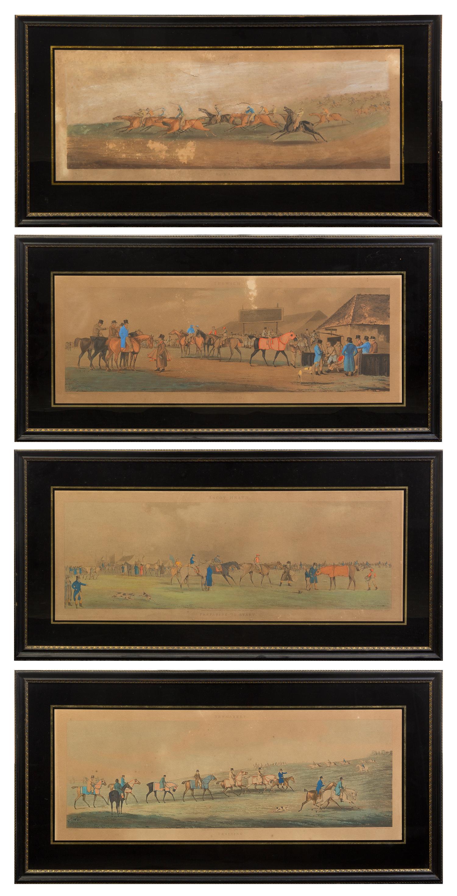 A Group of Four English Hunting Prints, after Henry Thomas Aiken, Height 10 1/4 x width 27 inches (visible).
