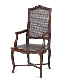 A Set of Six Louis XV Style Caned Dining Chairs