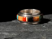 Silver and Cobblestone Inlay Ring