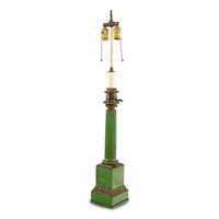 A Green Painted Tole Fluid Lamp Converted to Electric