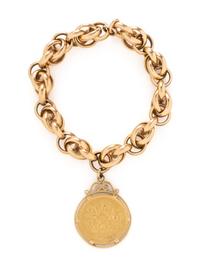 YELLOW GOLD BRACELET WITH COIN CHARM