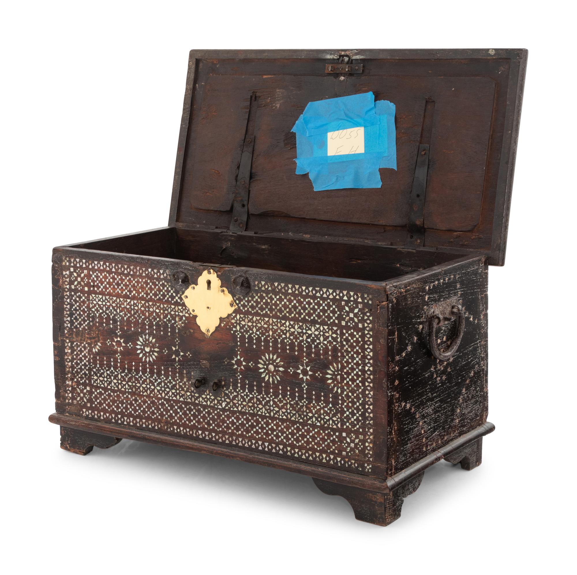 A Middle-Eastern Mother-of-Pearl Inlaid Oak Table Casket