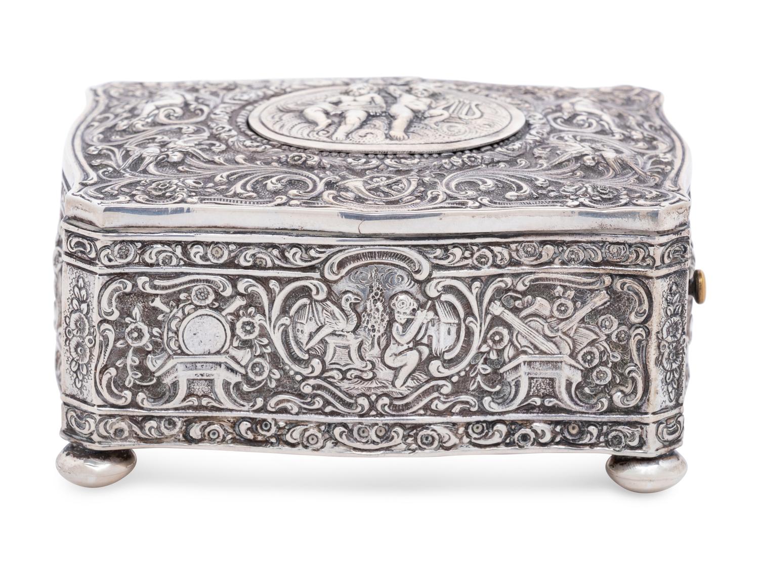 A German Silver Singing Bird Automaton Box