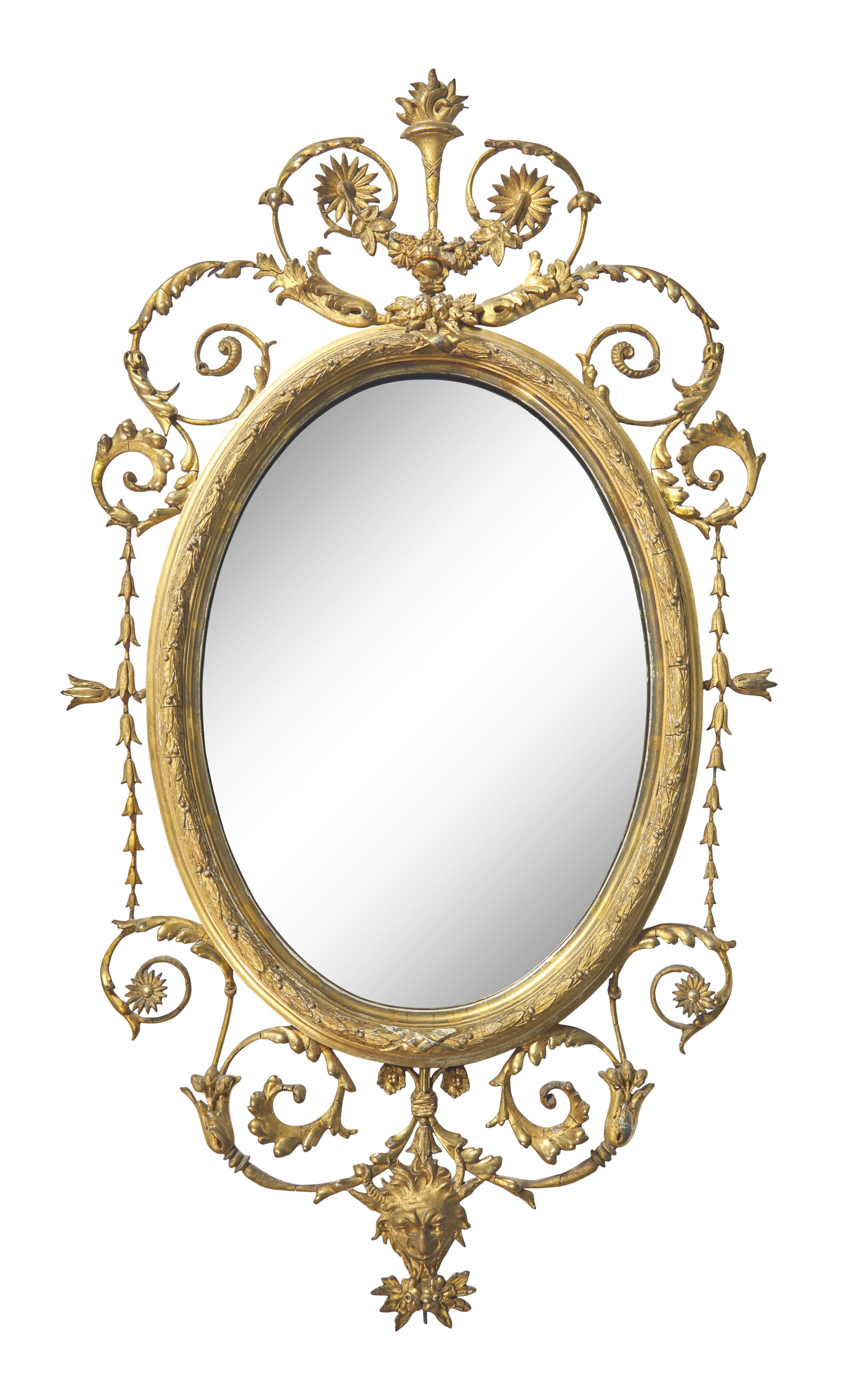 An Oval Giltwood Looking Glass