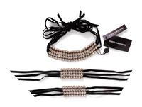 Paco Rabanne, velvet ribbon and rhinestone cuffs and choker