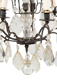 A French Cast Metal and Cut Glass Six-Light Chandelier