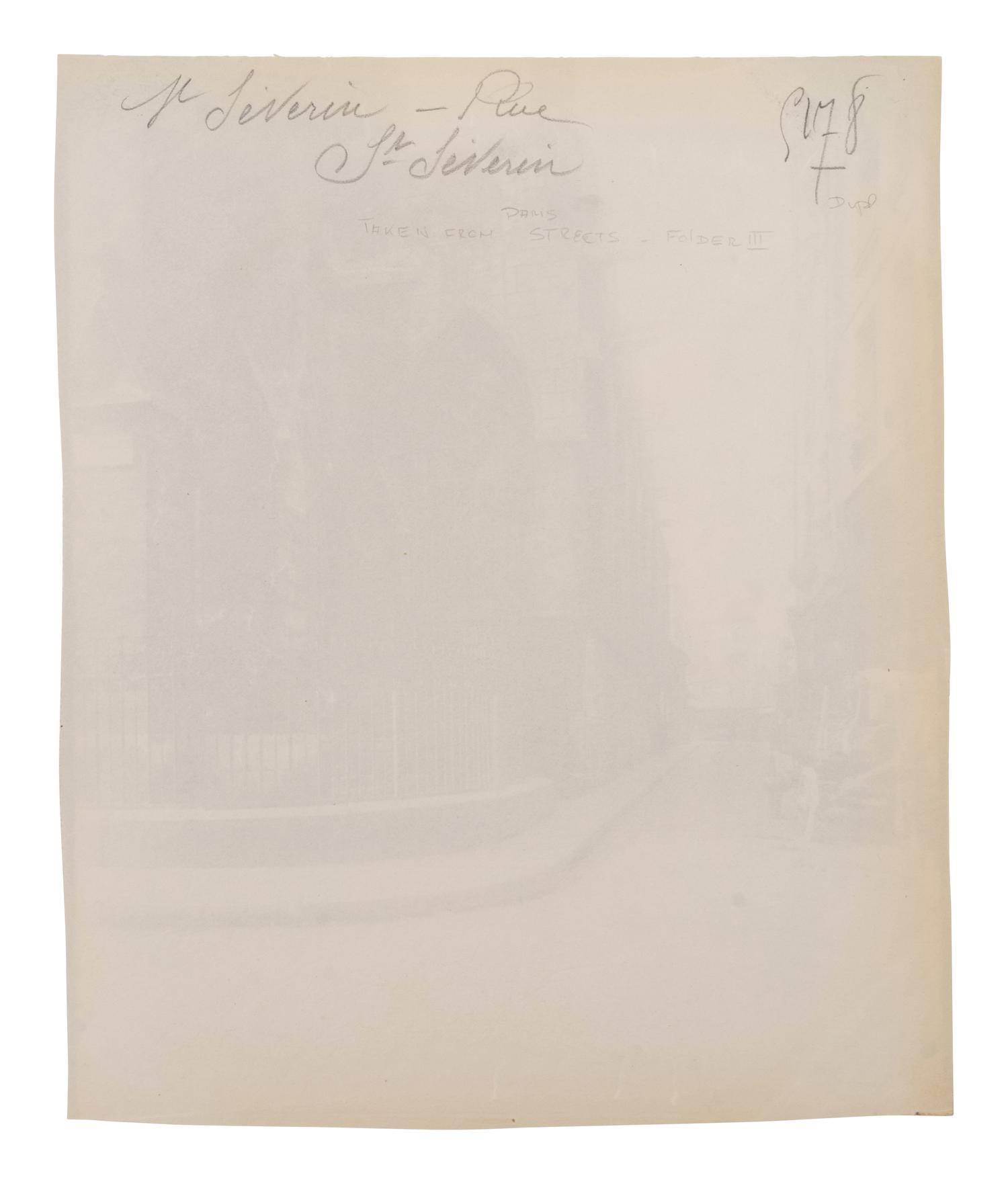 A group of three photographs ( Cour, rue Saint-Jacques 346, disparu, 5e arrondissement , 1900; Saint-Severin - rue Saint Séverin , 1905-1906; Coin, rue Norvins et des Saules , 1925)