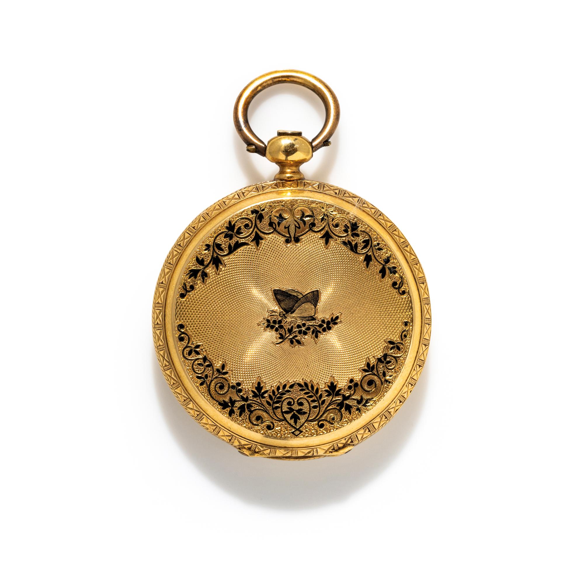 DONAT FER, ANTIQUE 18K CHAUX DE FONDS KEY WIND POCKET WATCH