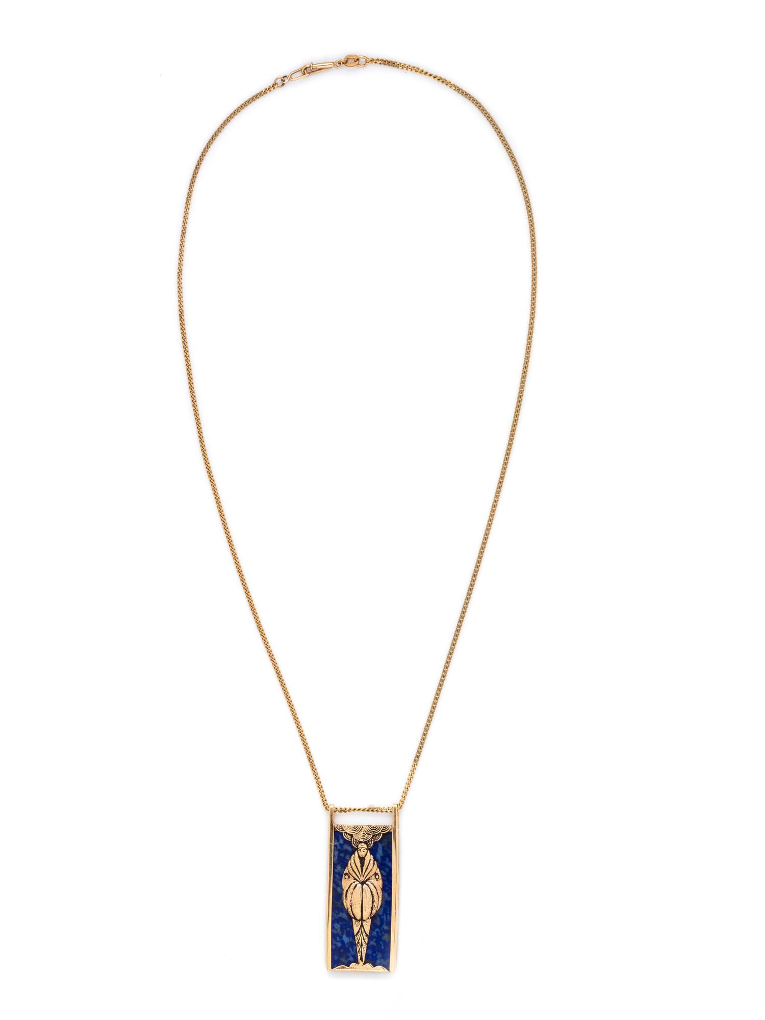 ERTE, YELLOW GOLD AND LAPIS LAZULI 'STARLIT NIGHT' NECKLACE