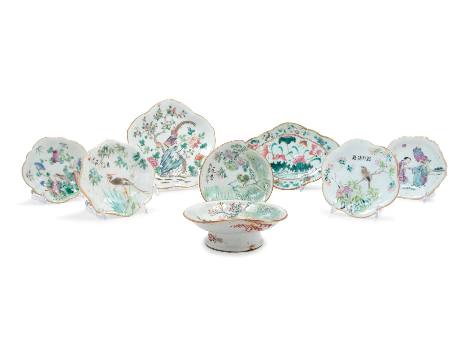Eight Famille Rose Porcelain Articles