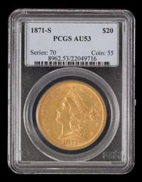 A United States 1871-S Liberty Head $20 Gold Coin