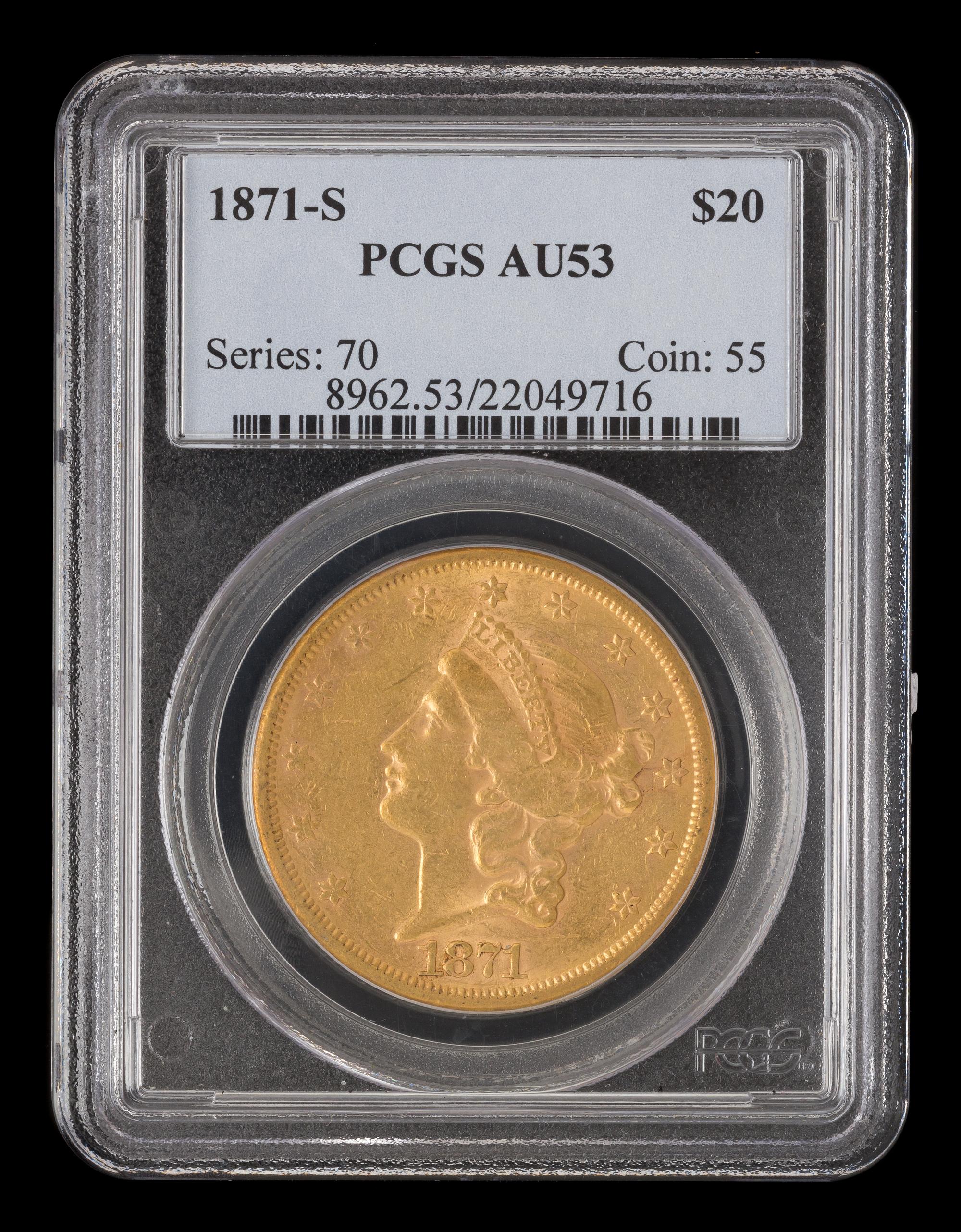 A United States 1871-S Liberty Head $20 Gold Coin