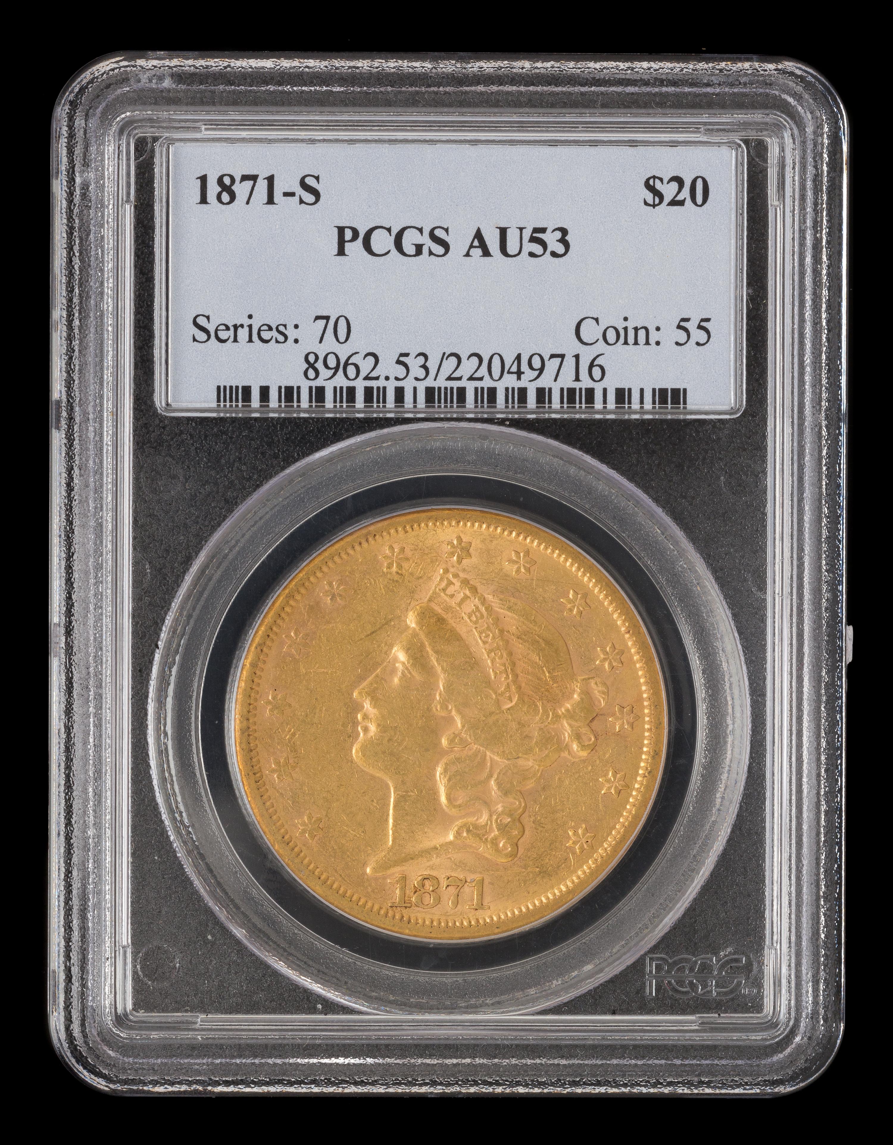 A United States 1871-S Liberty Head $20 Gold Coin