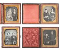 [EARLY PHOTOGRAPHY]. 10 sixth plate daguerreotypes featuring groups of people posed with books and cased images.