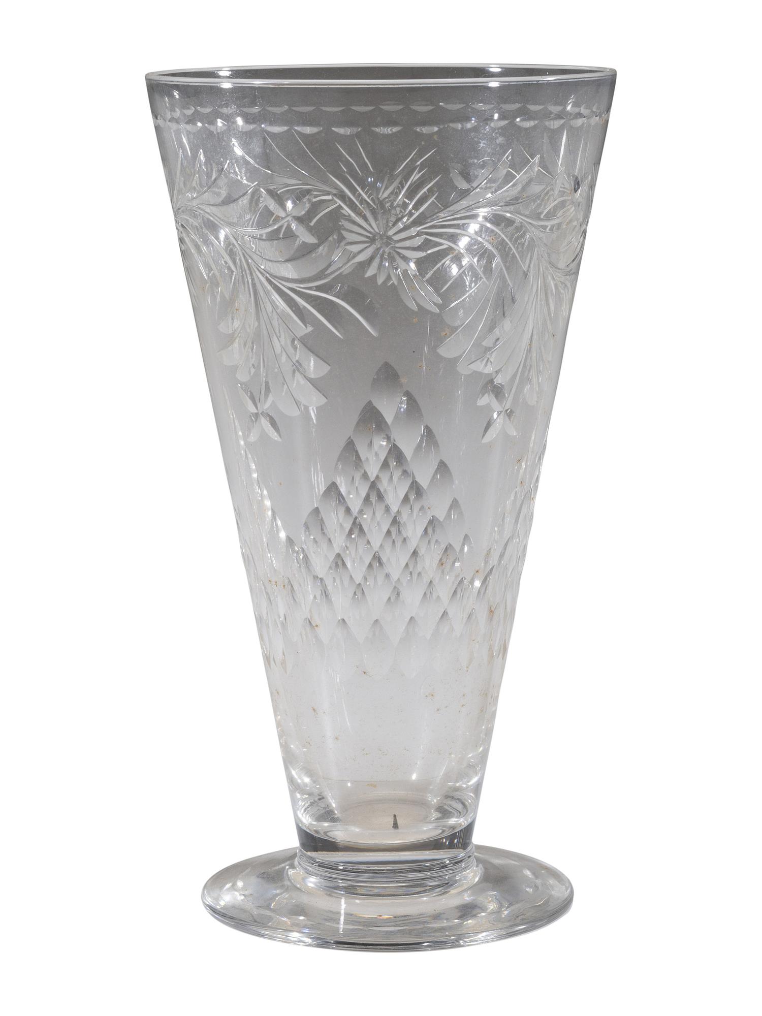 A Collection of Cut Glass Stemware and Plates