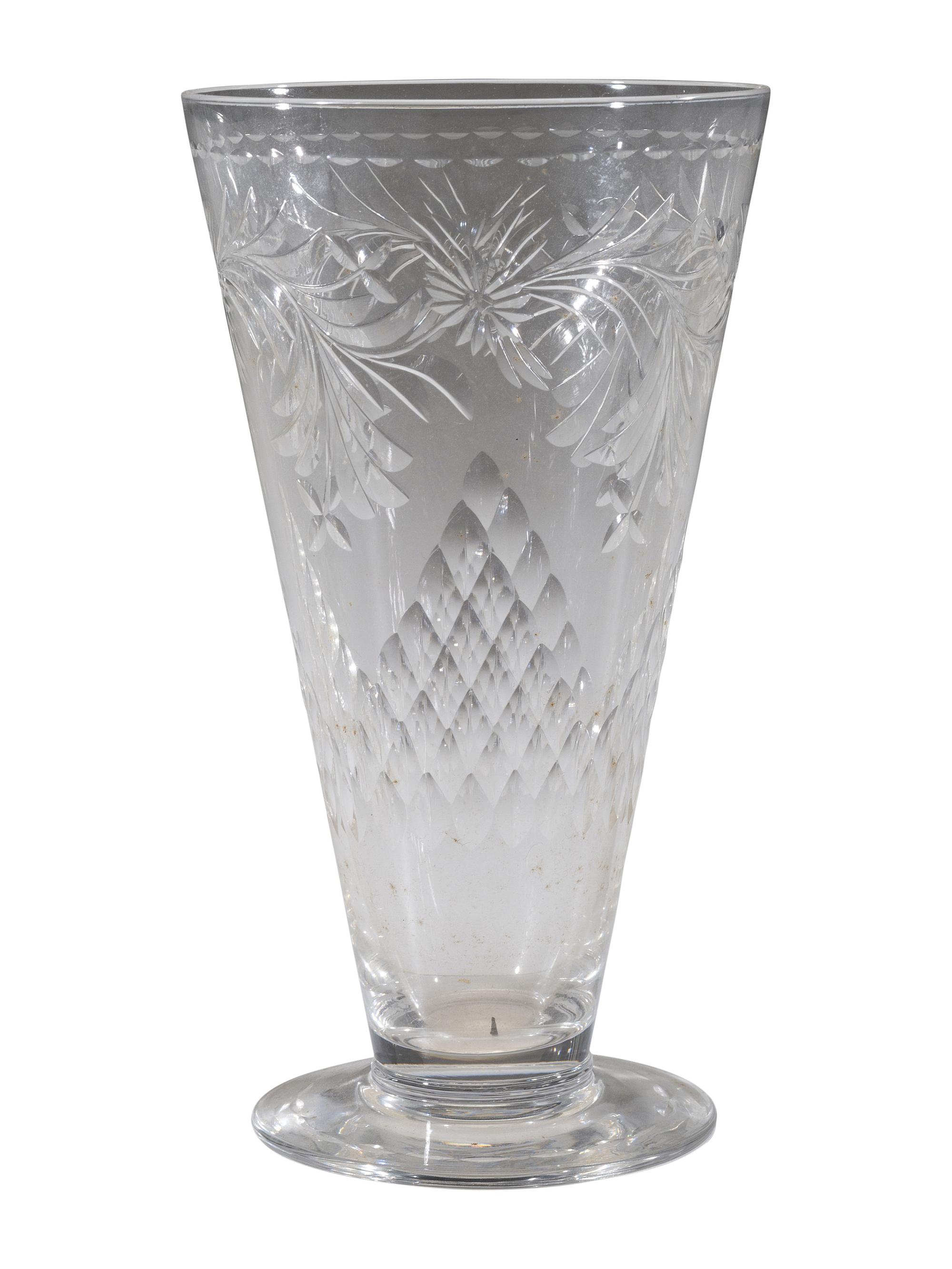 A Collection of Cut Glass Stemware and Plates