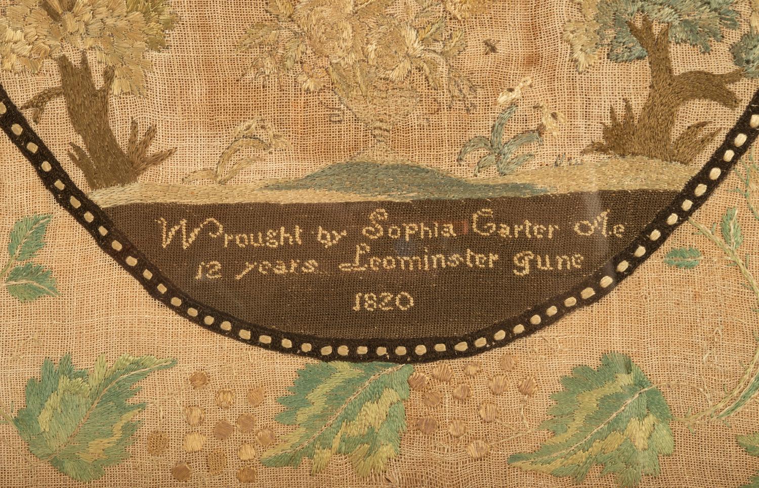 A Needlework Embroidered Sampler, Wrought by Sophia Carter