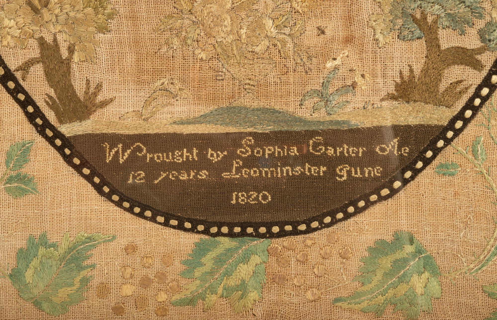 A Needlework Embroidered Sampler, Wrought by Sophia Carter