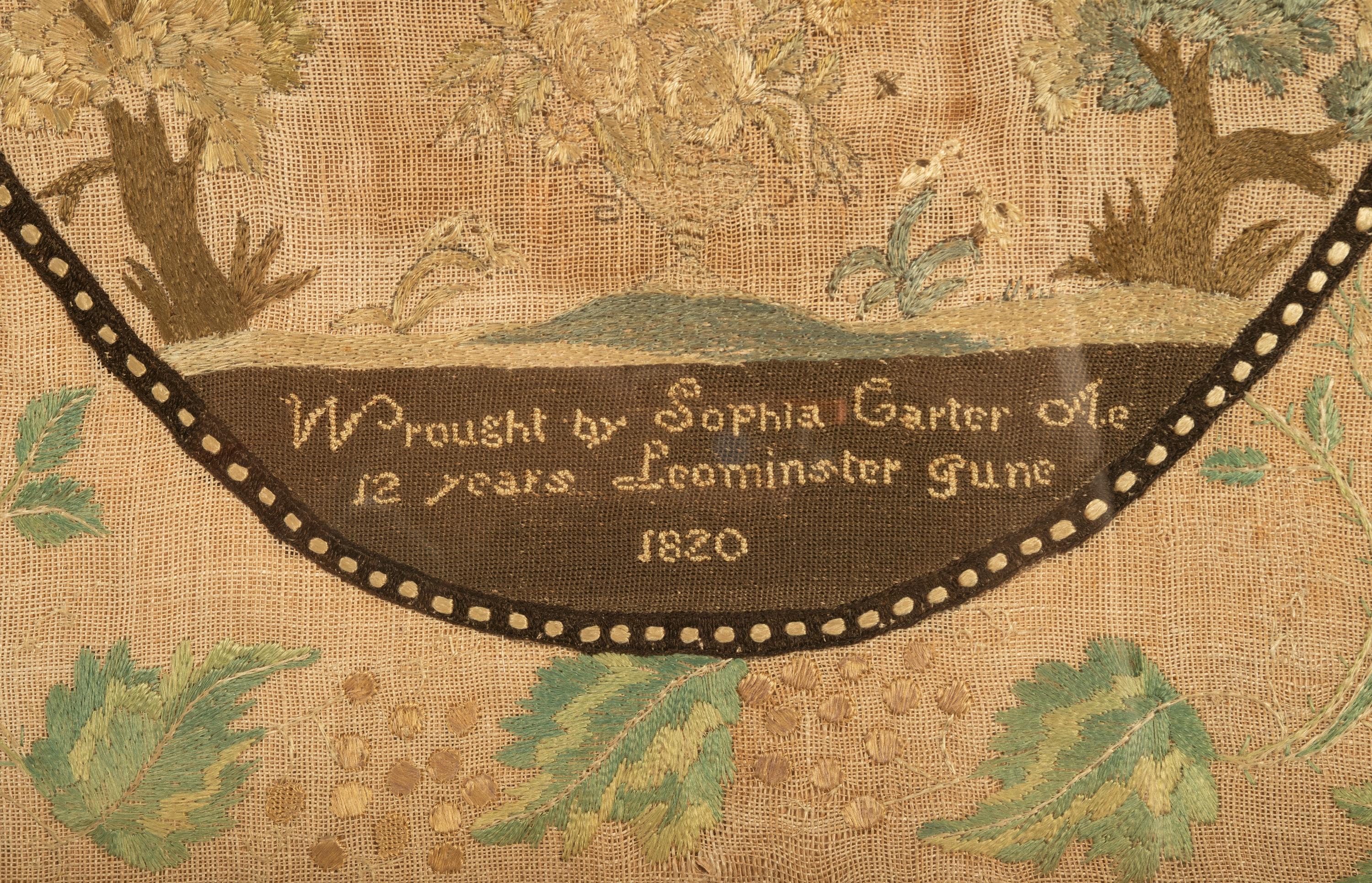 A Needlework Embroidered Sampler, Wrought by Sophia Carter
