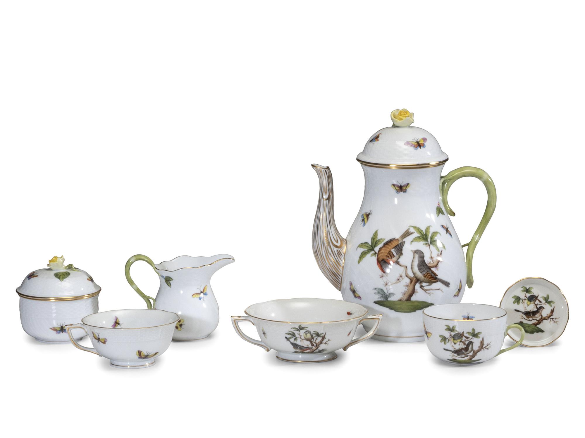 A Herend Rothschild Bird Porcelain Service for Twelve