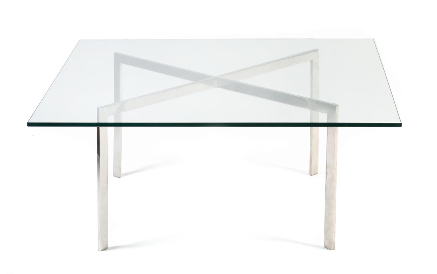 A Ludwig Mies van der Rohe Barcelona Low Table Height of base 16 1/8 x width 27 1/4 x depth 27 1/4 inches.