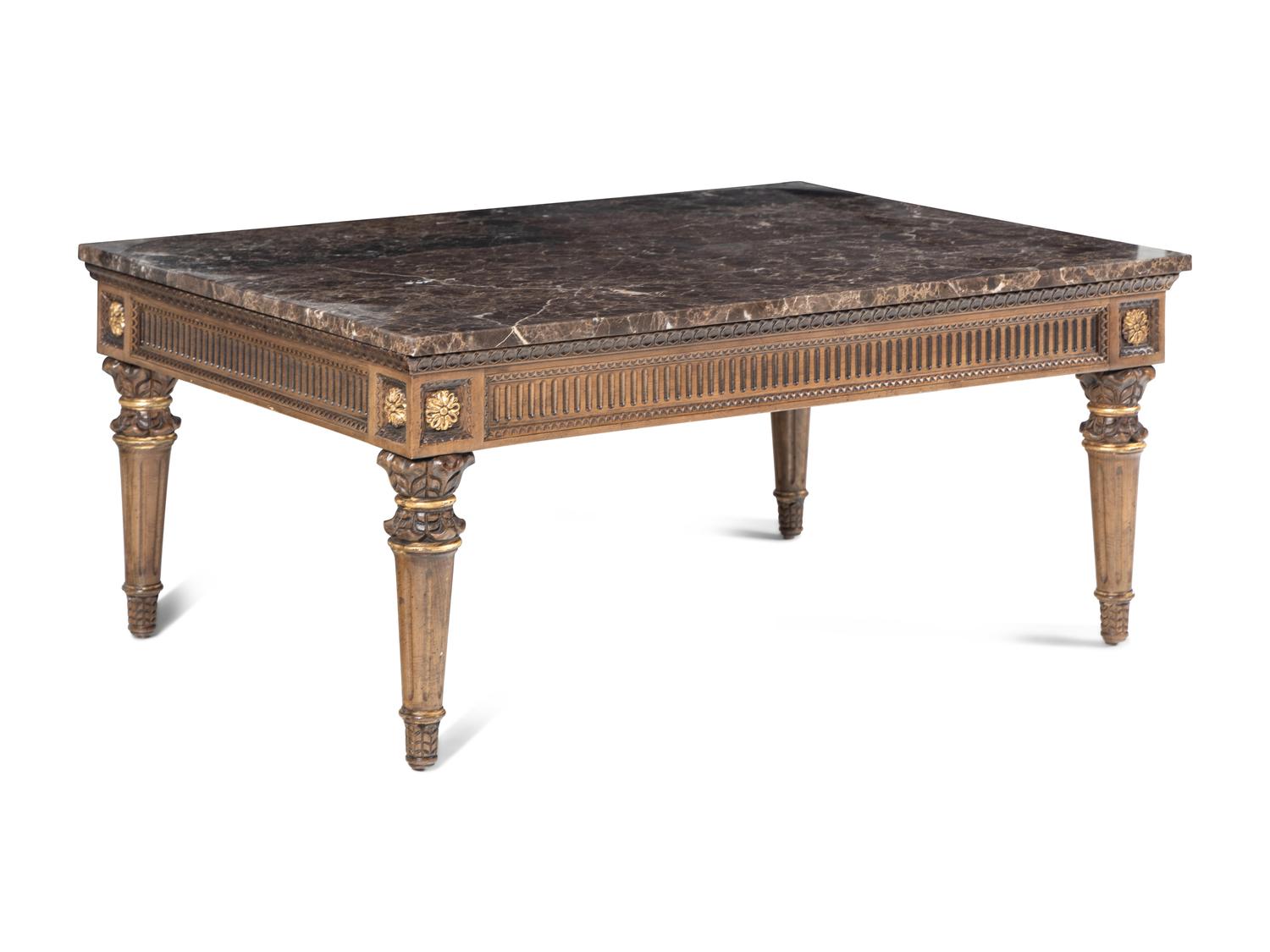 A Louis XVI Style Painted Marble-Top Low Table