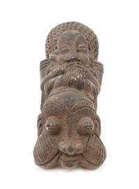 A Bamum Terra Cotta Chief's Pipe Bowl Height 9 1/2 inches. — CAMEROON, 19TH/20TH CENTURY