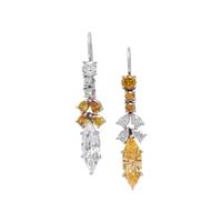 FANCY INTENSE YELLOW-ORANGE DIAMOND AND DIAMOND EARRINGS