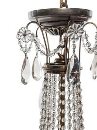 An Empire Style Brass and Cut Glass Five-Light Chandelier