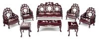 A Suite of Chinese Mother-of-Pearl Inlaid Hardwood Furniture Width of first 6 inches.