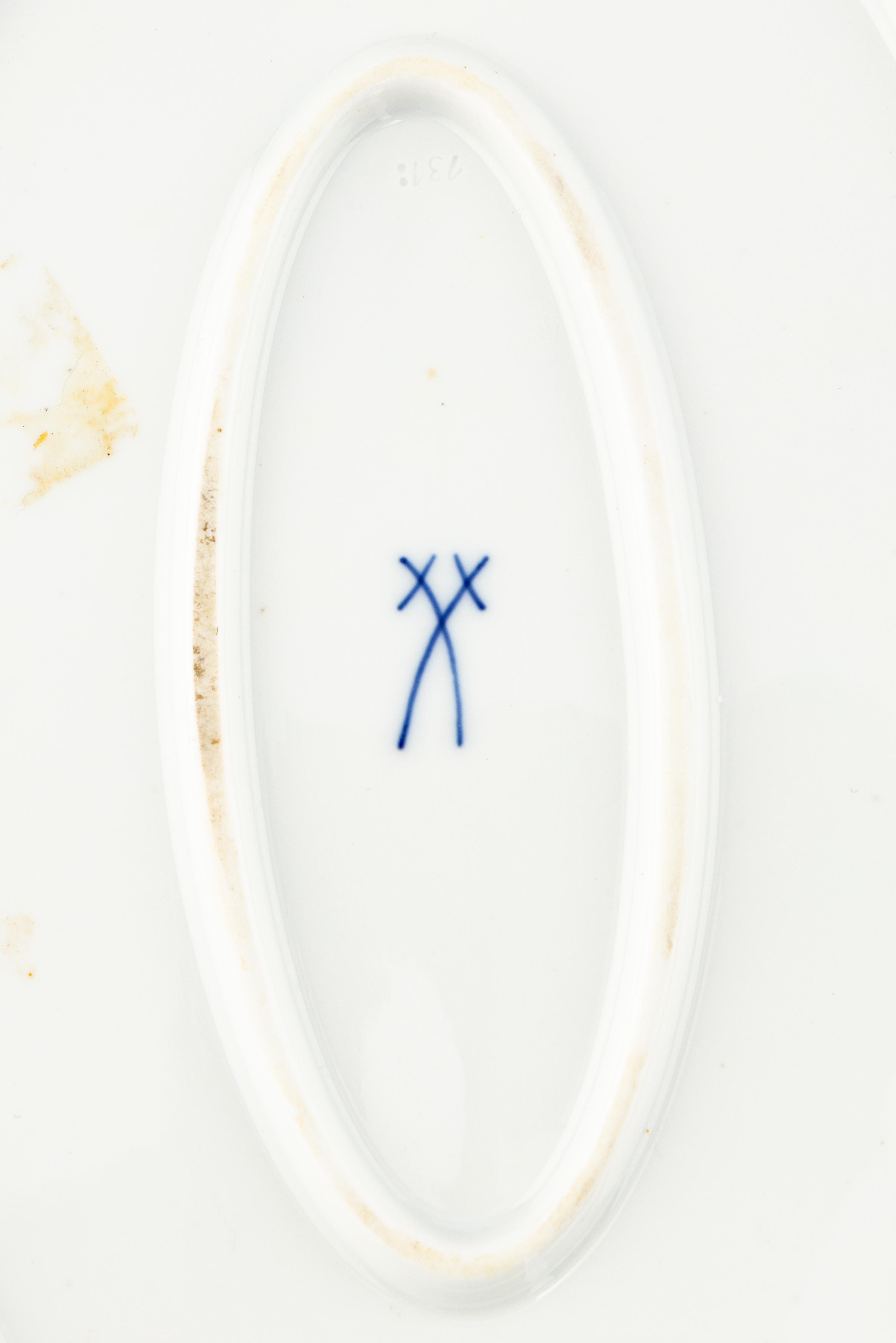 Three Meissen Porcelain Pierced Tablewares in the Blue Onion Pattern