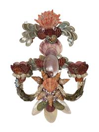 A Pair of Venetian Grotto Style Shellwork Two-Light Sconces