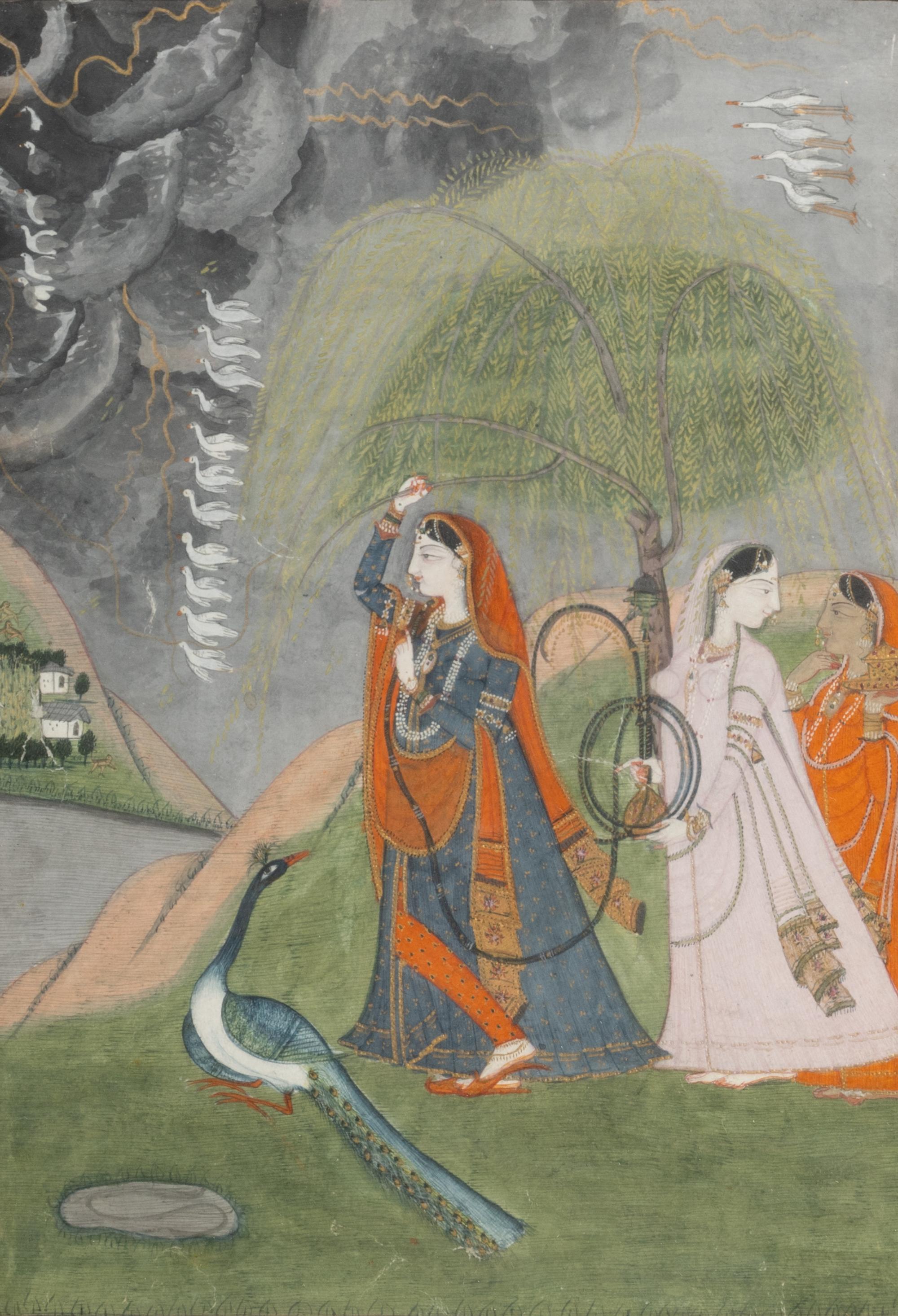 Two Various Kangra School Miniature Watercolor Paintings
