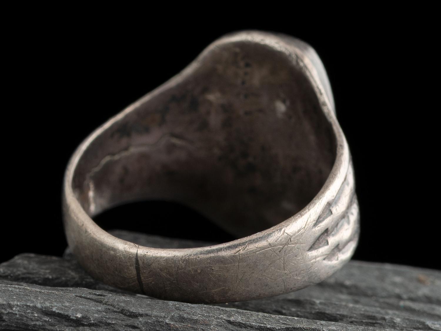 Navajo Stamped Ingot and Turquoise Ring