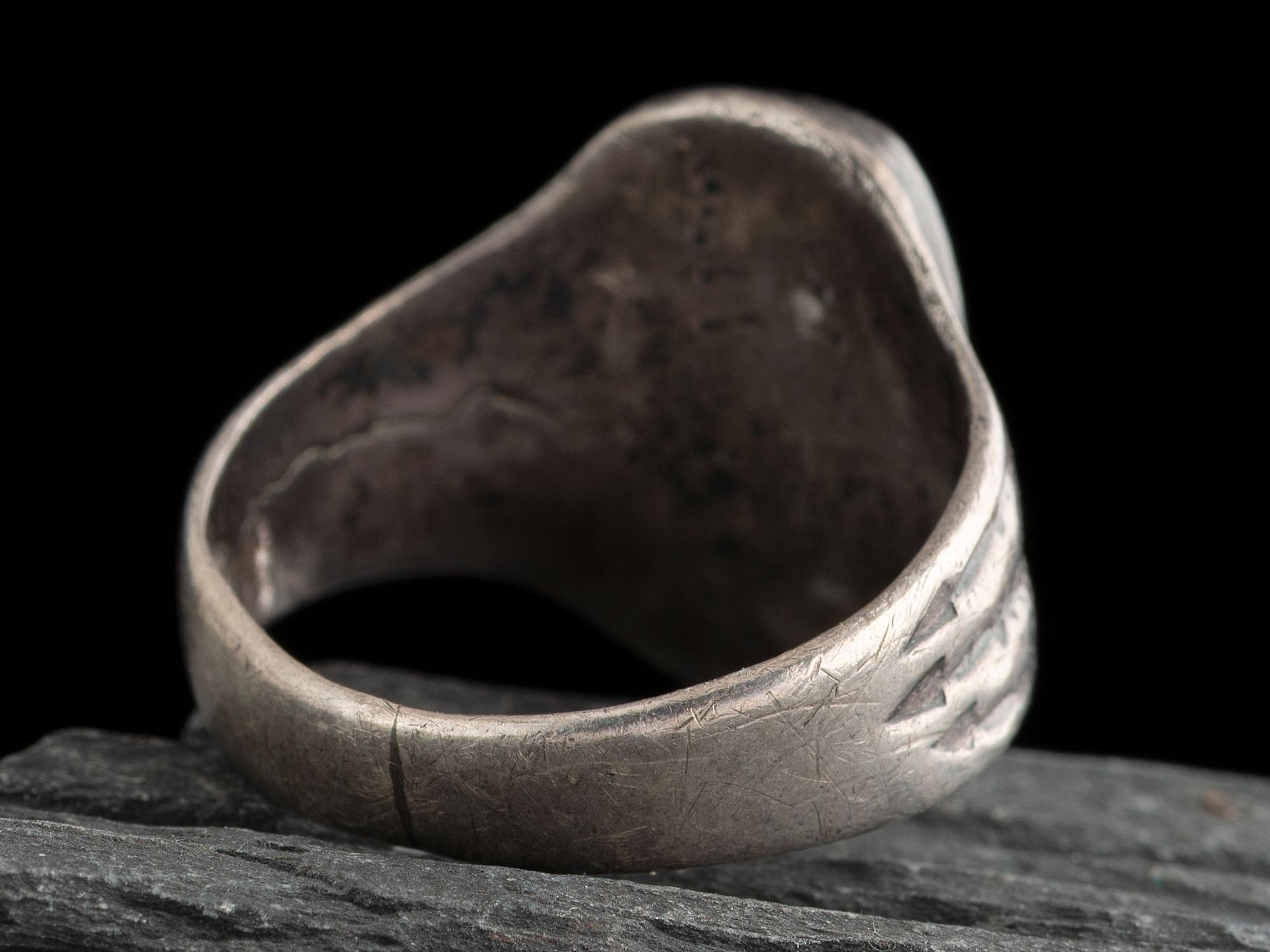 Navajo Stamped Ingot and Turquoise Ring