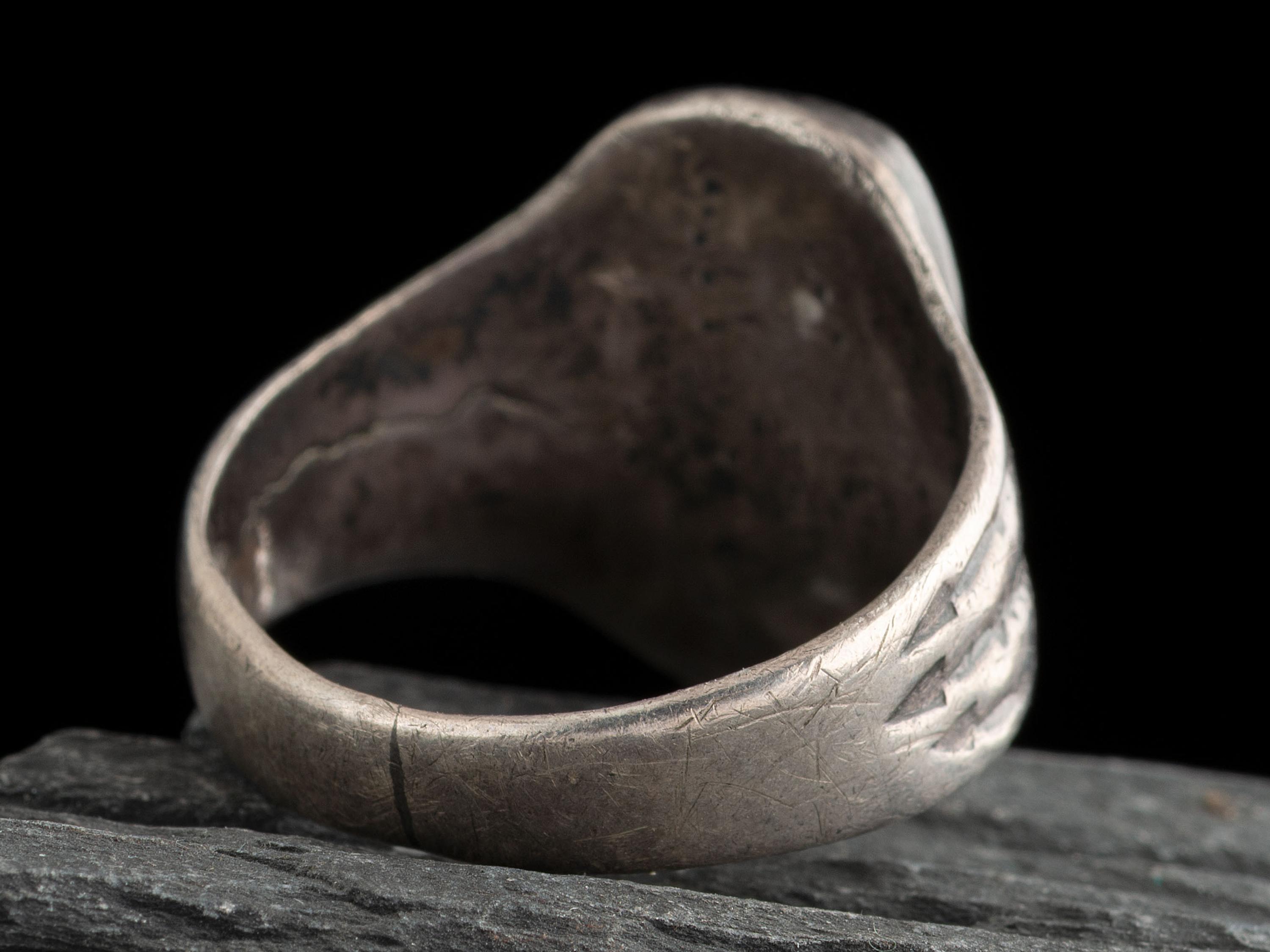 Navajo Stamped Ingot and Turquoise Ring