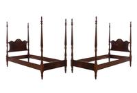 A Pair of Federal Style Mahogany Twin Poster Beds
