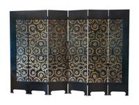 A Chinese Art Deco Style Black and Silver Lacquer Six-Panel Screen — MID-20TH CENTURY