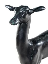 A Pair of Italian Bronze Figures of Pompeiian Fallow Deer After the Antique