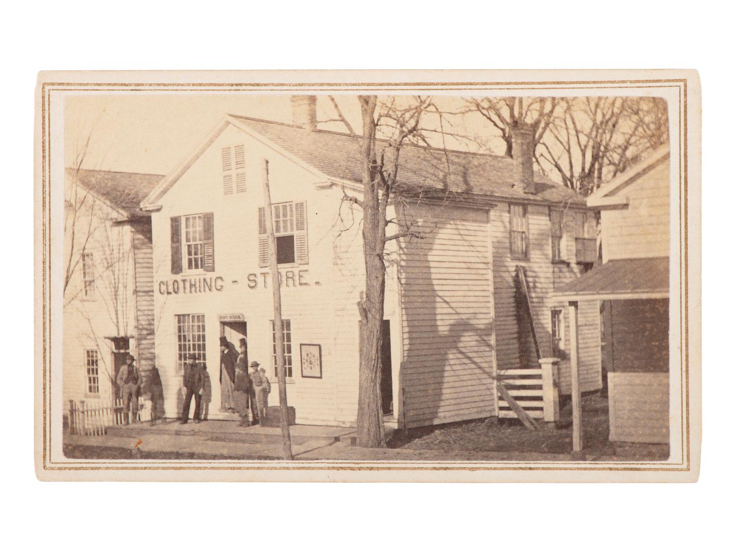 [EARLY PHOTOGRAPHY]. 12 CDVs of Civil War-era businesses and residences, incl. photography studio.