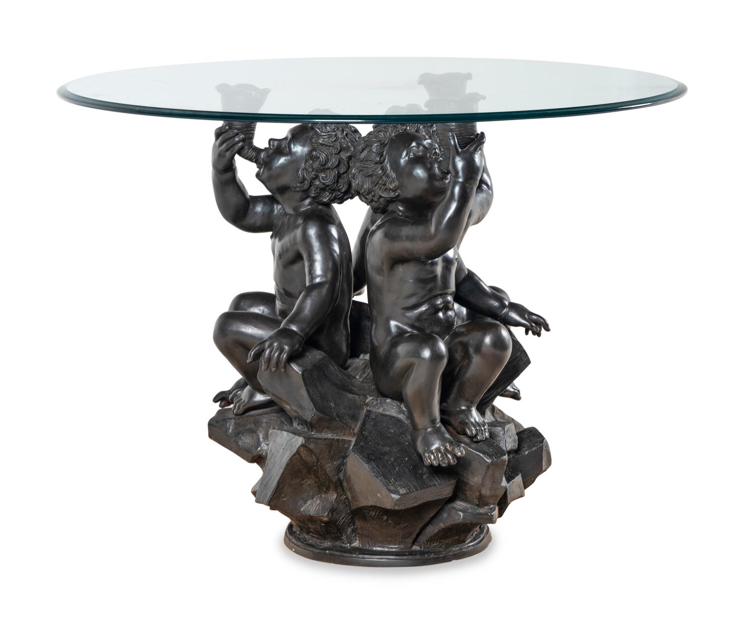 A Continental Patinated Cast Metal Center Table