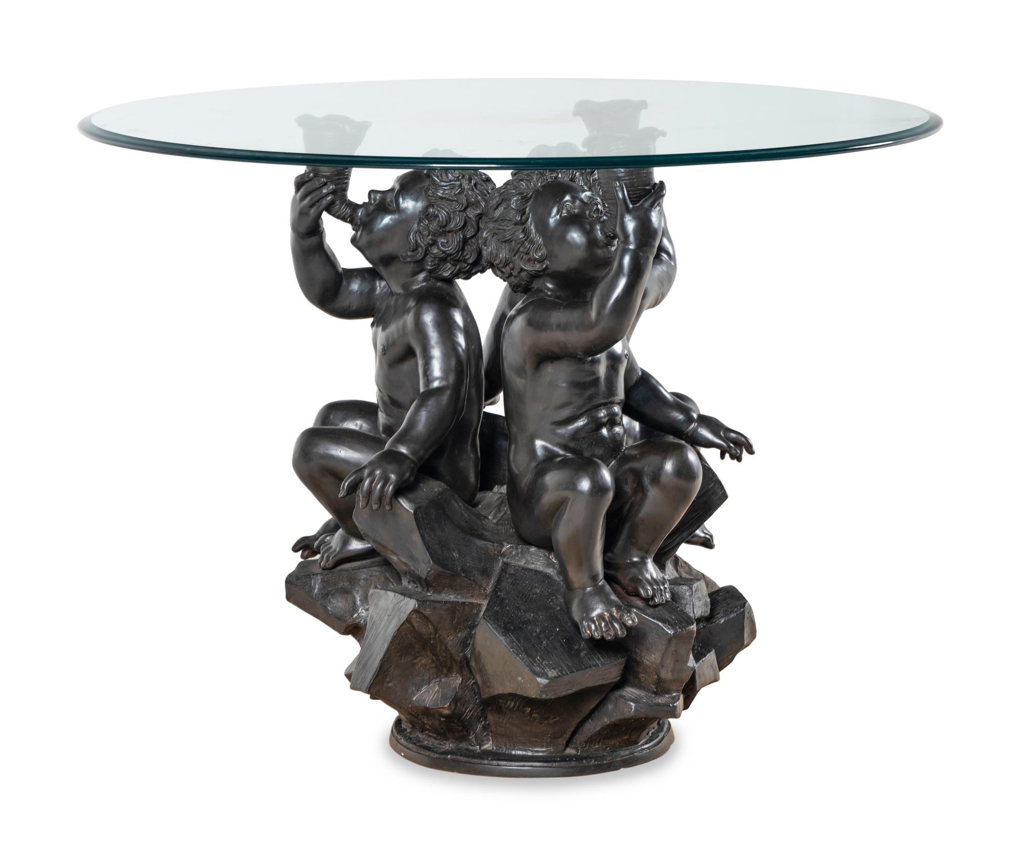 A Continental Patinated Cast Metal Center Table