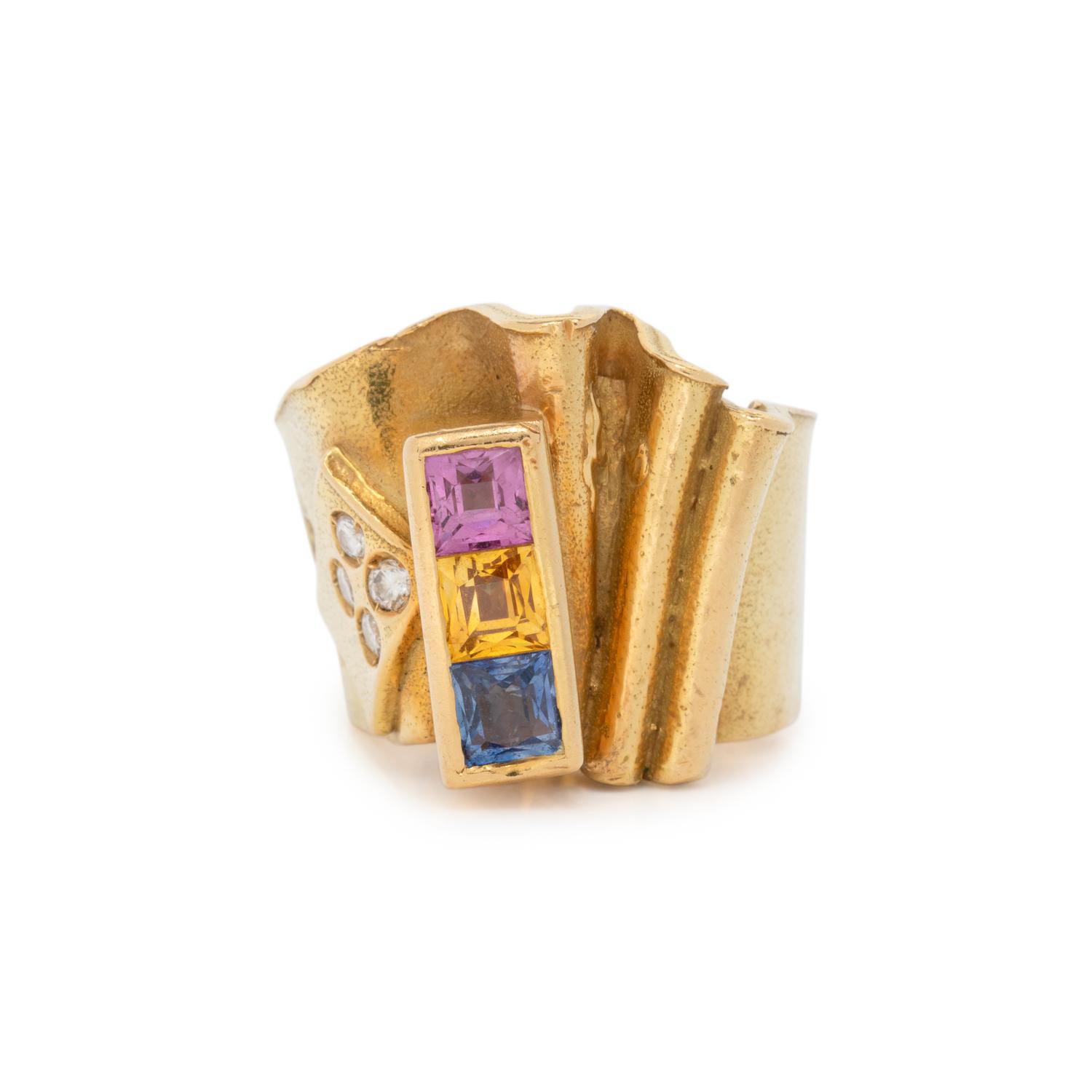 MISANI, YELLOW GOLD AND MULTIGEM RING