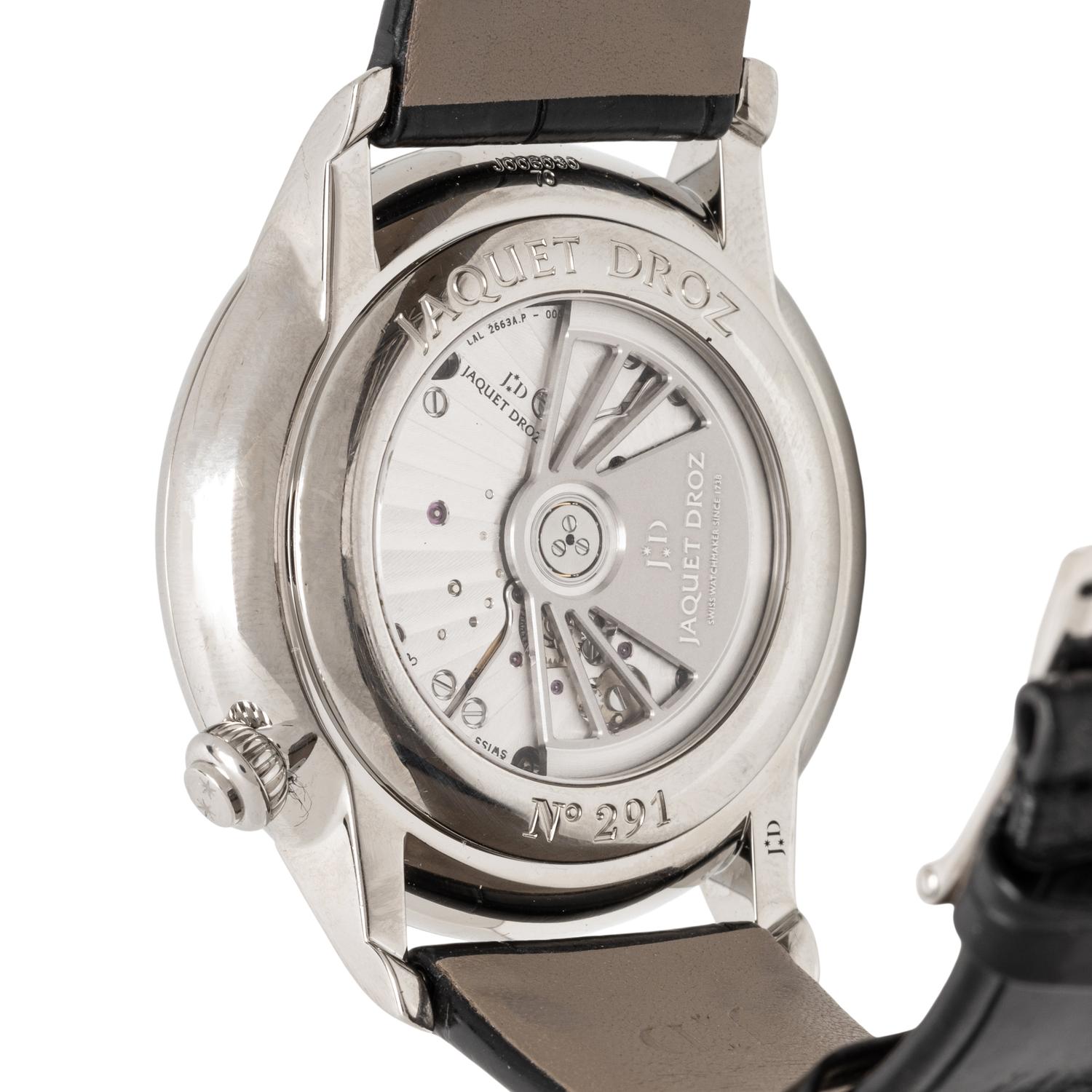 JAQUET DROZ, REF/ J00603070 STAINLESS STEEL 'GRANDE SECONDE' WATCH
