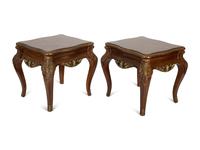 A Pair of Louis XV Style Parcel Gilt Walnut and Marquetry Tables — LATE 20TH CENTURY