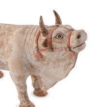A Pair of Chinese Painted Pottery Figures of Oxen